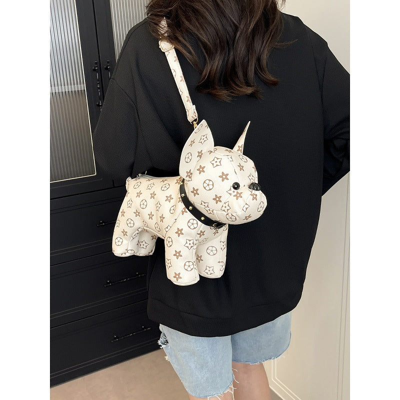 Women's Exquisite Cartoon French Bulldog Print Creative Color Block Small Square Bag Artsy Single Shoulder Crossbody Handbag