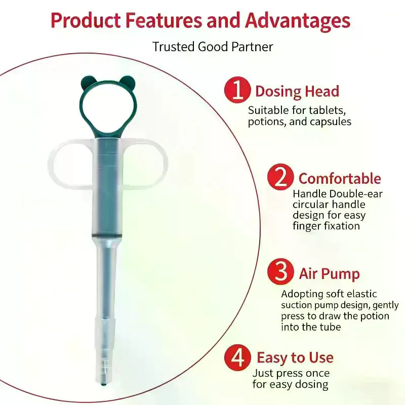 Pet Pill Dispenser  With Soft Tip, Cat Dog Medicine Dispenser Shooter With Ergonomic Plunger, Small Animal Feeding Tool