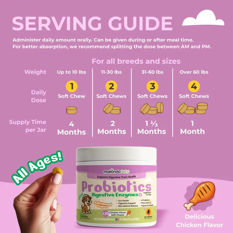 Dog Probiotics Digestive Enzymes | 120 Soft Chews