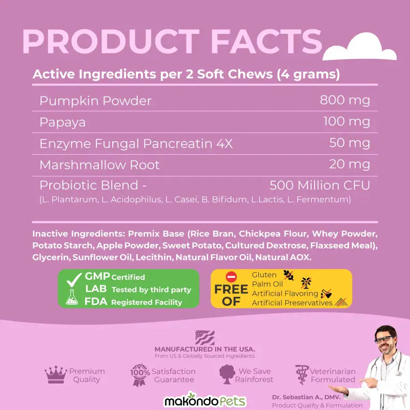 Dog Probiotics Digestive Enzymes | 120 Soft Chews