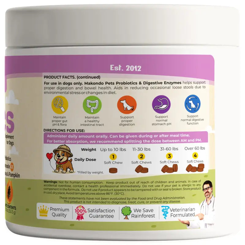 Dog Probiotics Digestive Enzymes | 120 Soft Chews
